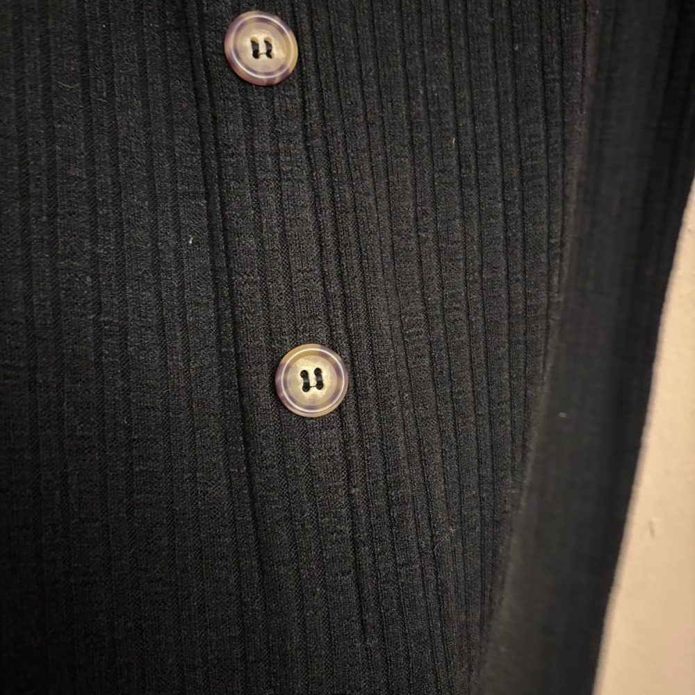 Black Ribbed Button-Front Dress - Picture 6 of 10